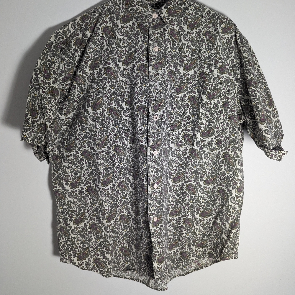 Vintage Cotler green paisley shirt size medium